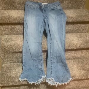 Women's Light Blue Frayed Hem Jeans
